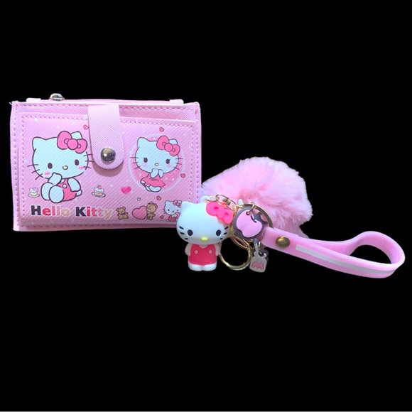 Hello Kitty Accessories - Hello Kitty Card & Coin Purse, Wrist Keychain Bundle